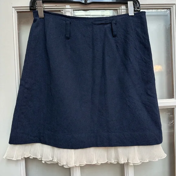 Vintage Betsey Johnson Retro Y2K 90’s Navy A-Line Layered Hem Skirt Size 6 - Picture 9 of 9